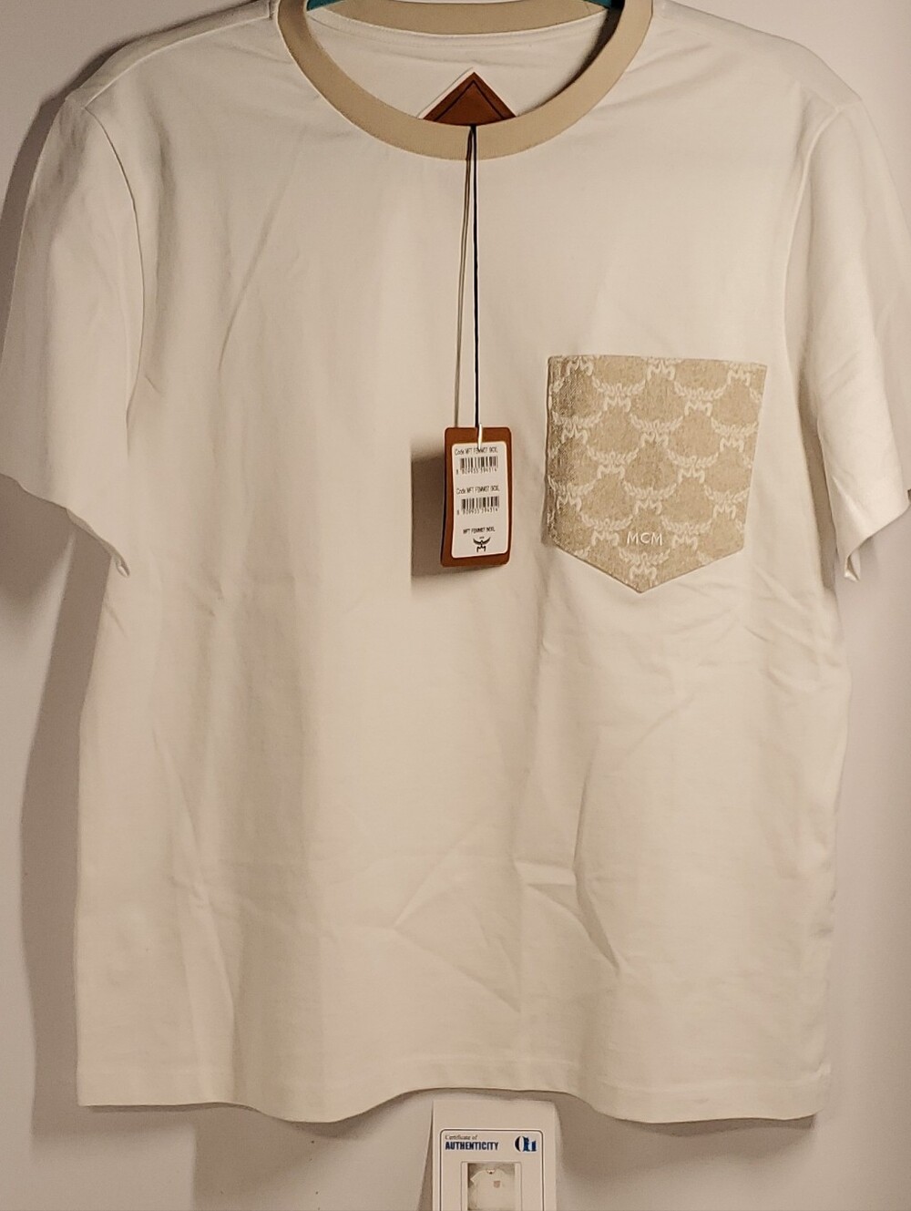 MCM Jacquard Logo Pocket Cotton T-Shirt Size Men's MED/ Women's XL